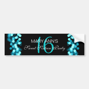 Elegant Sweet 16 Birthday Hollywood Glam Turquoise Bumper Sticker