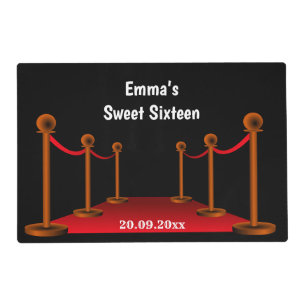 Elegant Sweet 16 Birthday Hollywood Red Carpet Placemat