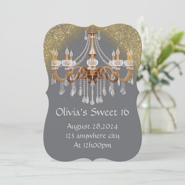 ELEGANT SWEET 16 BIRTHDAY INVITATION (Standing Front)