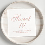 Elegant Sweet 16 Birthday Party Foil Napkins<br><div class="desc">Elevate her sweet 16th birthday party with these chic foil-stamped napkins. Each napkin is elegantly stamped in your choice of gold,  silver,  or rose gold real foil for a sophisticated touch and features "Sweet 16" in a calligraphy script and her name and birthday in simple modern typography.</div>