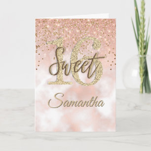 Elegant Sweet 16 Birthday Rose Gold Glitter Card