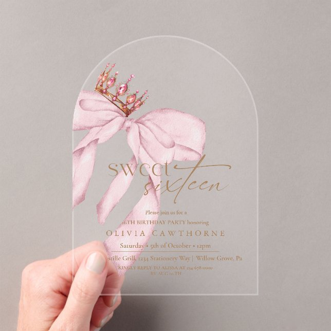 Elegant Sweet 16 Blush Pink Birthday  Acrylic Invitations (Insitu (Handheld))