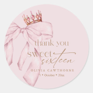 Elegant Sweet 16 Blush Pink Birthday Classic Round Sticker