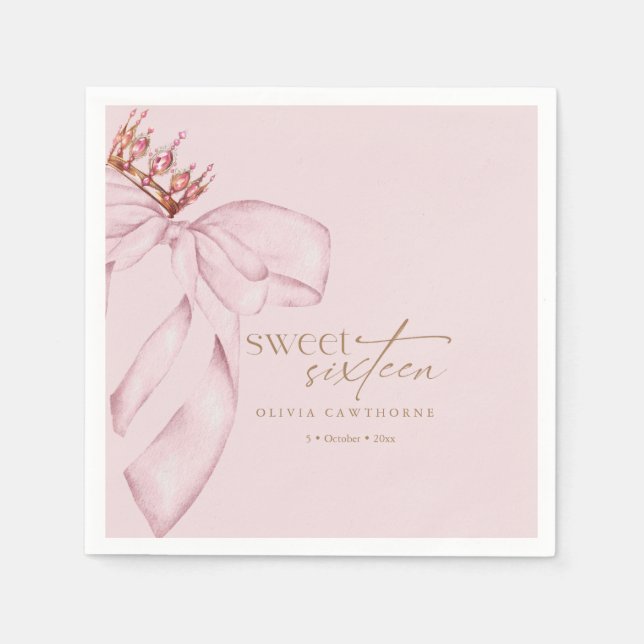 Elegant Sweet 16 Blush Pink Birthday  Napkins (Front)