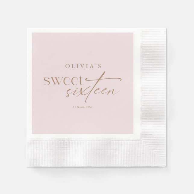 Elegant Sweet 16 Blush Pink Birthday  Napkins (Front)