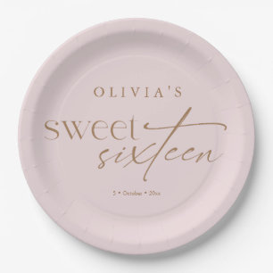 Elegant Sweet 16 Blush Pink Birthday Paper Plates
