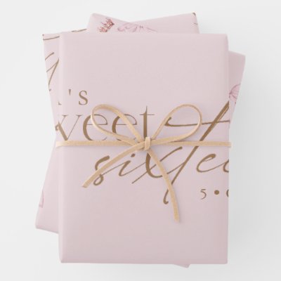 Elegant Sweet 16 Blush Pink Birthday  Wrapping Paper Sheets