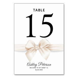 Elegant Sweet 16 Damask Table Number