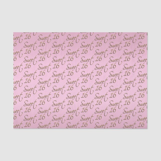 Elegant Sweet 16 in Pink and Gold Tissue Paper (Front)