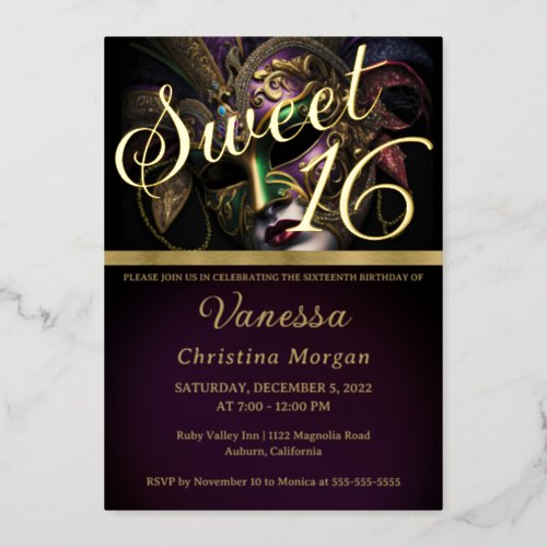 Elegant Sweet 16 Invitation Foil Invitation