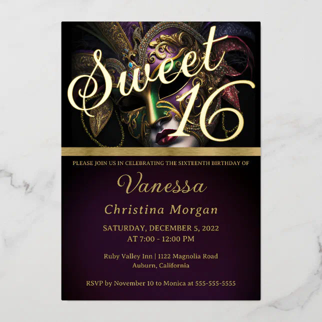 Elegant Sweet 16 Invitation Foil Invitation | Zazzle