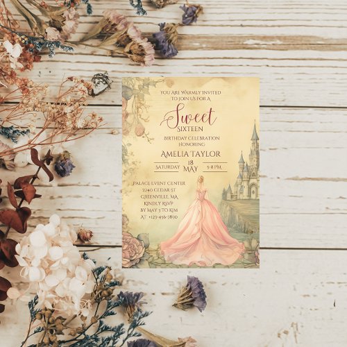 Elegant Sweet 16 Princess Birthday Invitation