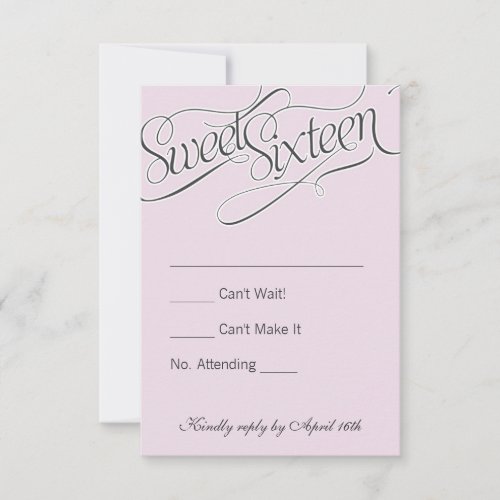 Elegant Sweet 16 RSVP in Pale Pink