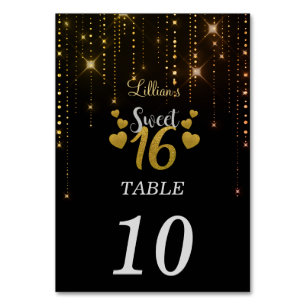 Elegant Sweet 16 table number card