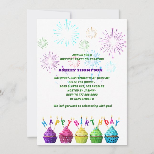 elegant Sweet Cakes Birthday Party   Invitation (Front)