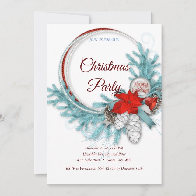 Elegant sweet Christmas invitation (Front)
