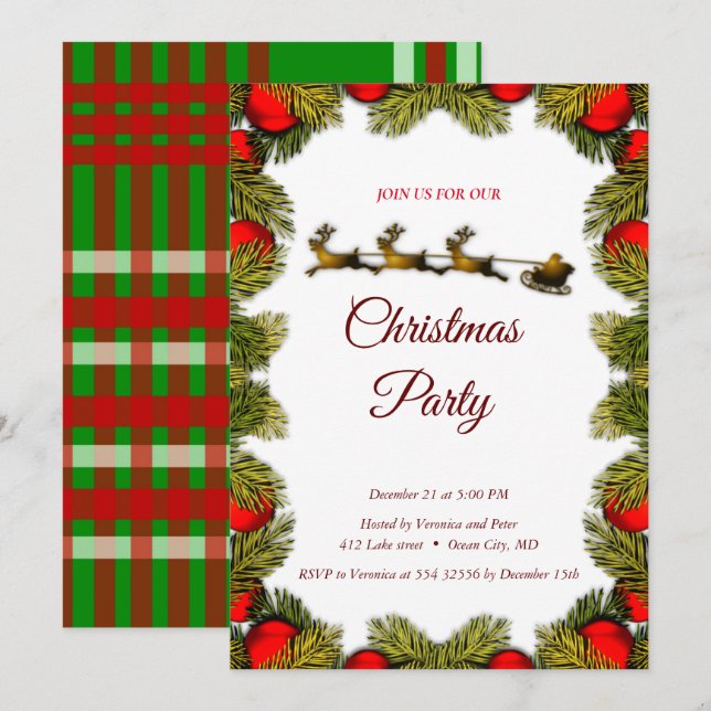 Elegant sweet Christmas invitation (Front/Back)