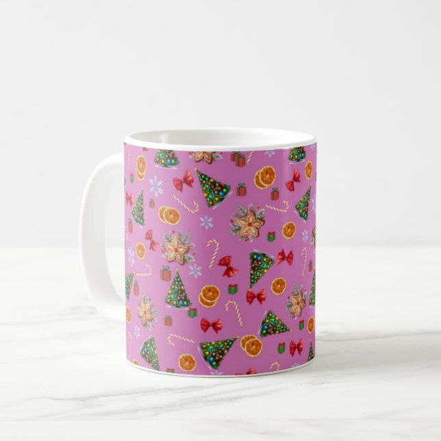 Elegant Sweet Cute Christmas Cookies Candy Cane Coffee Mug (Front Left)