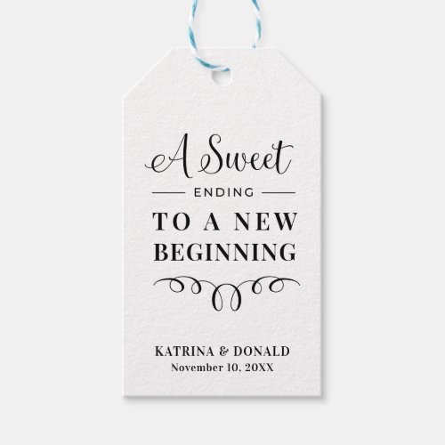 Elegant Sweet Ending To A New Beginning Wedding  F Gift Tags