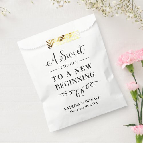 Elegant Sweet Ending To A New Beginning Wedding  Favor Bag