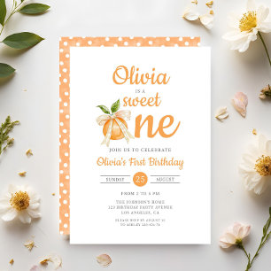 Elegant Sweet One Orange Citrus 1st Birthday Invitation