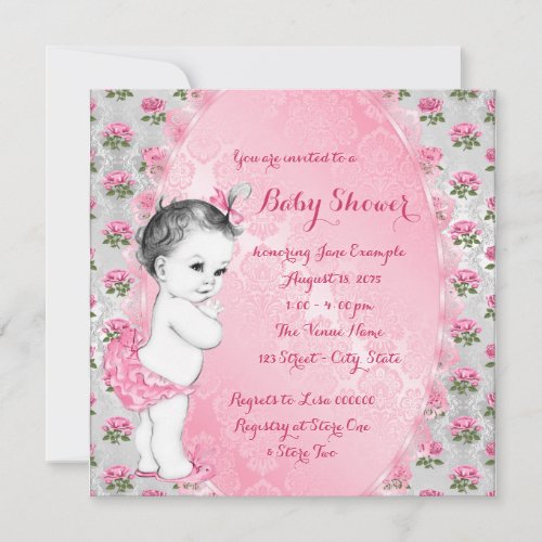 Elegant Sweet Pink Baby Shower Invitation