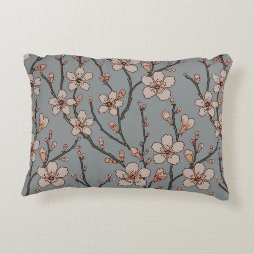 Elegant Sweet Pink Flower Blossom Cherry Pattern Accent Pillow