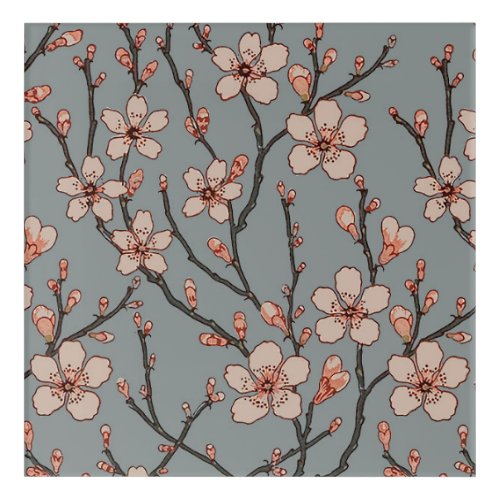 Elegant Sweet Pink Flower Blossom Cherry Pattern Acrylic Print