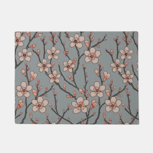 Elegant Sweet Pink Flower Blossom Cherry Pattern Doormat