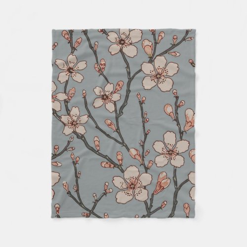 Elegant Sweet Pink Flower Blossom Cherry Pattern Fleece Blanket