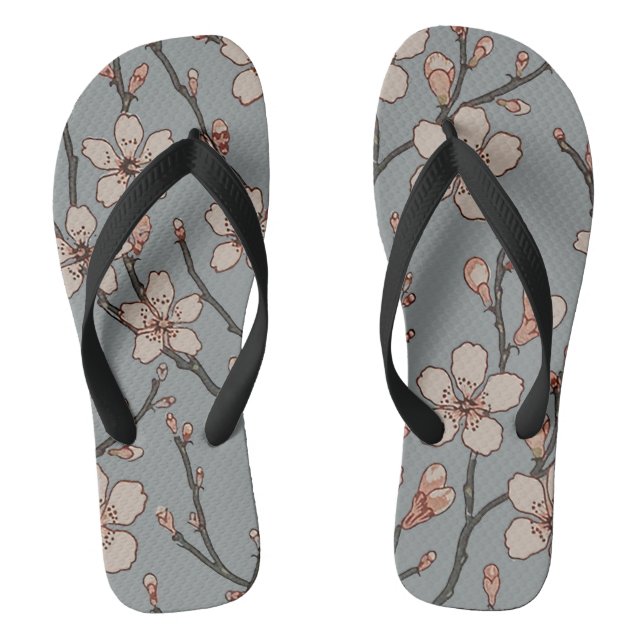 Elegant Sweet Pink Flower Blossom Cherry Pattern Flip Flops (Footbed)