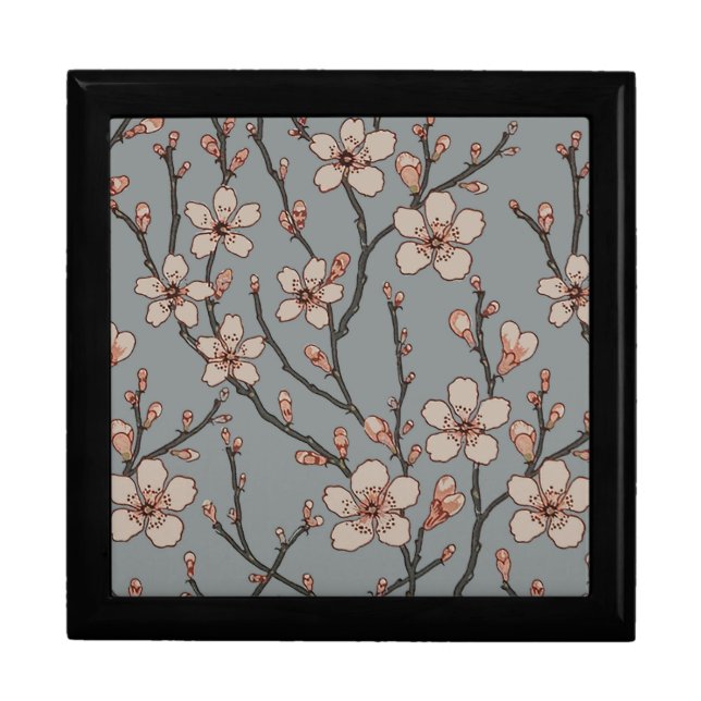 Elegant Sweet Pink Flower Blossom Cherry Pattern Gift Box (Front)