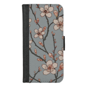 Elegant Sweet Pink Flower Blossom Cherry Pattern iPhone 8/7 Wallet Case