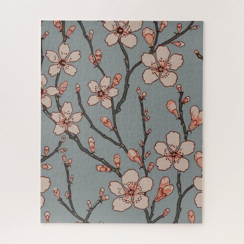 Elegant Sweet Pink Flower Blossom Cherry Pattern Jigsaw Puzzle