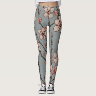 Elegant Sweet Pink Flower Blossom Cherry Pattern Leggings