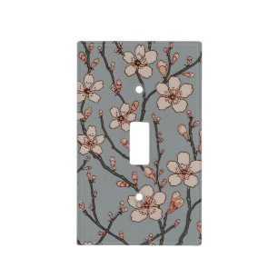 Elegant Sweet Pink Flower Blossom Cherry Pattern Light Switch Cover