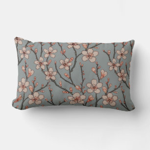 Elegant Sweet Pink Flower Blossom Cherry Pattern Lumbar Pillow