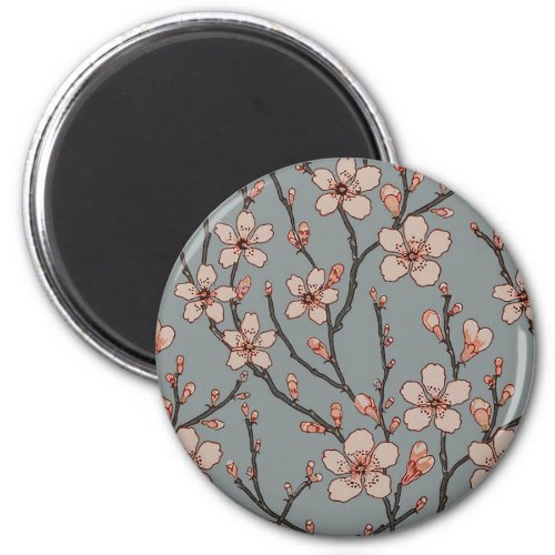 Elegant Sweet Pink Flower Blossom Cherry Pattern Magnet