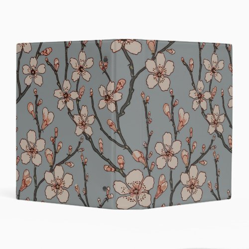 Elegant Sweet Pink Flower Blossom Cherry Pattern Mini Binder