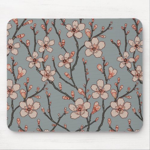 Elegant Sweet Pink Flower Blossom Cherry Pattern Mouse Pad