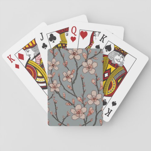 Elegant Sweet Pink Flower Blossom Cherry Pattern Poker Cards