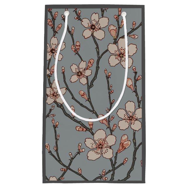 Elegant Sweet Pink Flower Blossom Cherry Pattern Small Gift Bag (Front)