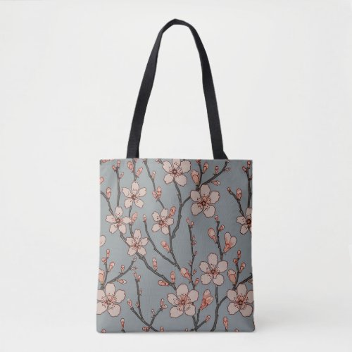 Elegant Sweet Pink Flower Blossom Cherry Pattern Tote Bag