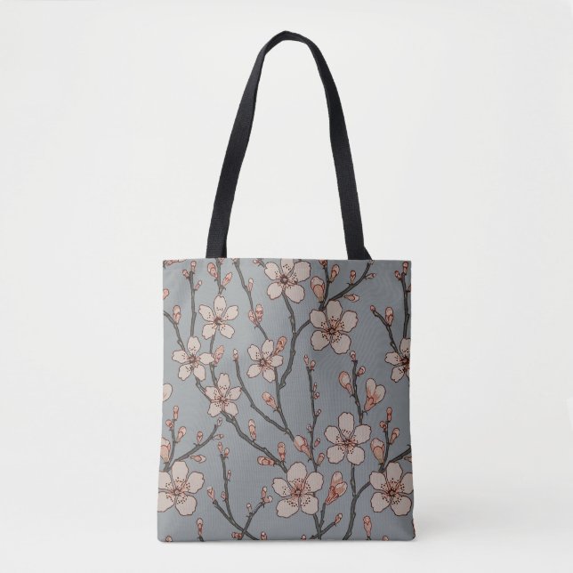 Elegant Sweet Pink Flower Blossom Cherry Pattern Tote Bag (Front)