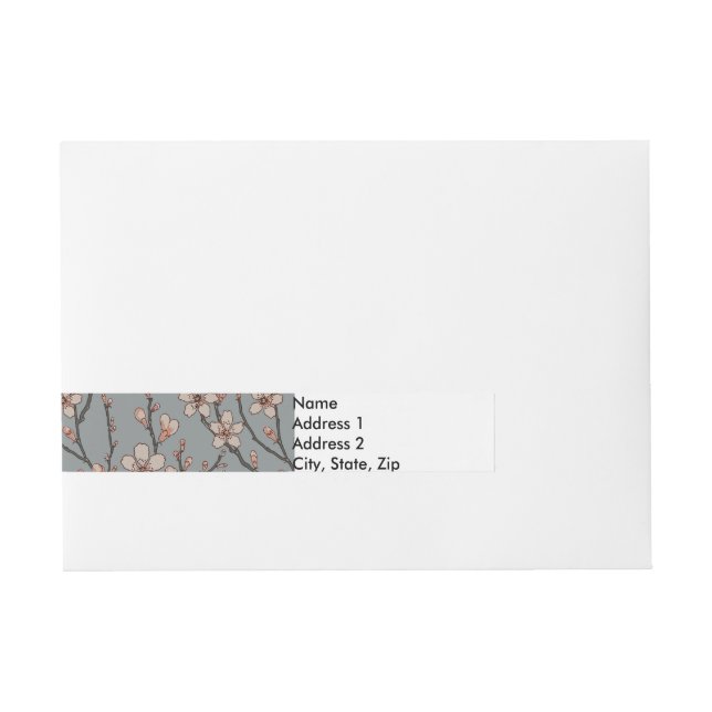 Elegant Sweet Pink Flower Blossom Cherry Pattern Wrap Around Address Label (Front)