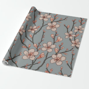 Elegant Sweet Pink Flower Blossom Cherry Pattern Wrapping Paper