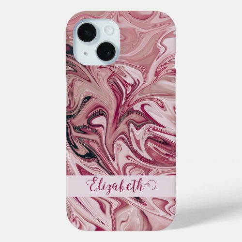 Elegant Sweet Pink Rose Marble Phone 15 Case