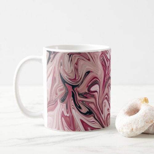 Elegant Sweet Pink Roses Marbled Liquid Art Mug