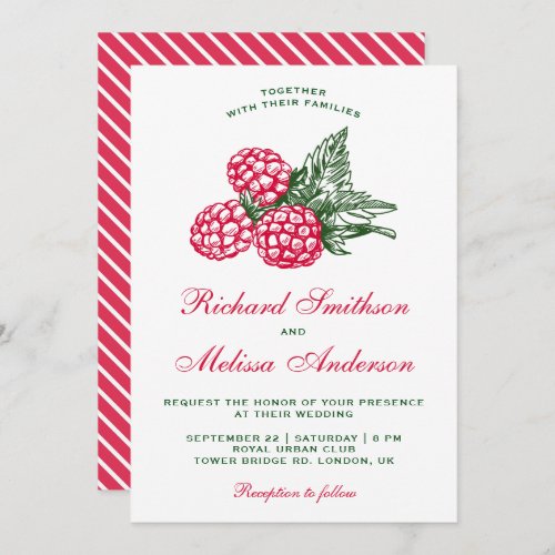 Elegant Sweet Raspberries Wedding Invitation