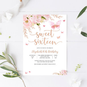 Elegant Sweet Sixteen Birthday Invitation